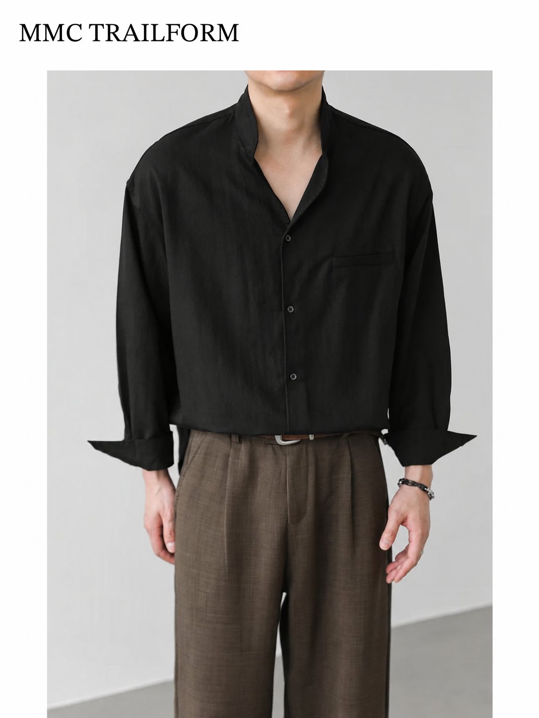 Men's Relaxed Lyocell Stand Collar Shirt