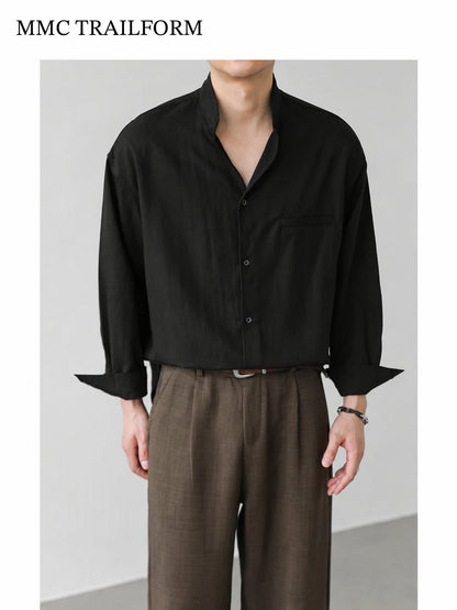 Men's Relaxed Lyocell Stand Collar Shirt
