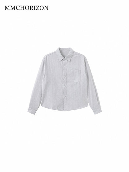 Striped Boxy Shirt – Relaxed Fit Long Sleeve Button-Up