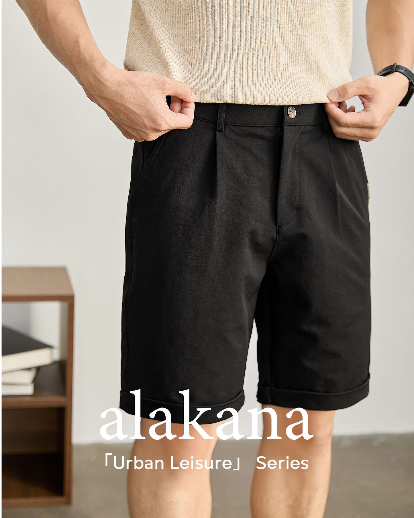 Men's Semi-Elastic Waist Textured Knee-Length Shorts