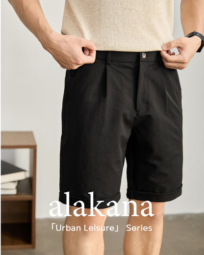 Men's Semi-Elastic Waist Textured Knee-Length Shorts