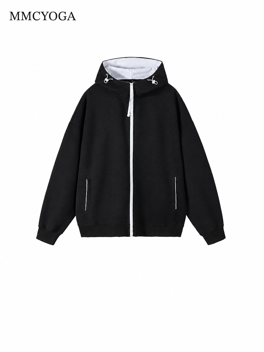 Men's Contrast Zip-Up Oversized Hoodie