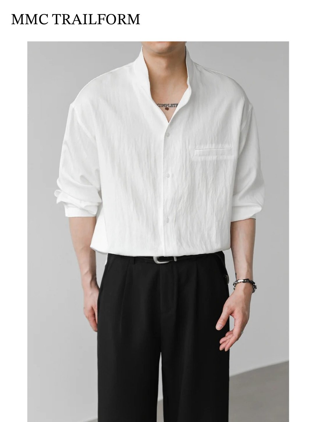 Men's Relaxed Lyocell Stand Collar Shirt