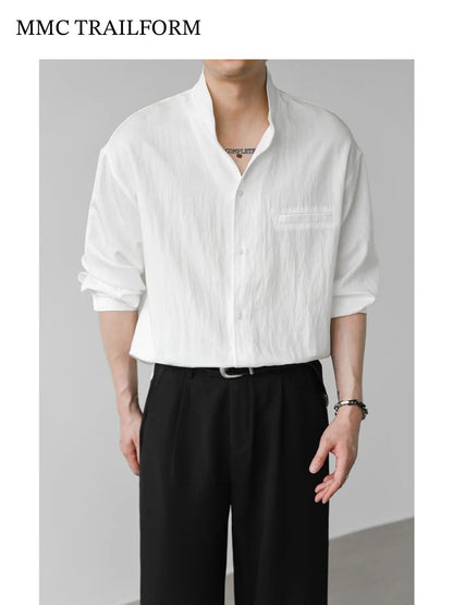 Men's Relaxed Lyocell Stand Collar Shirt