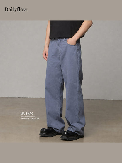 Men's Vintage Washed Relaxed Straight-Leg Jeans