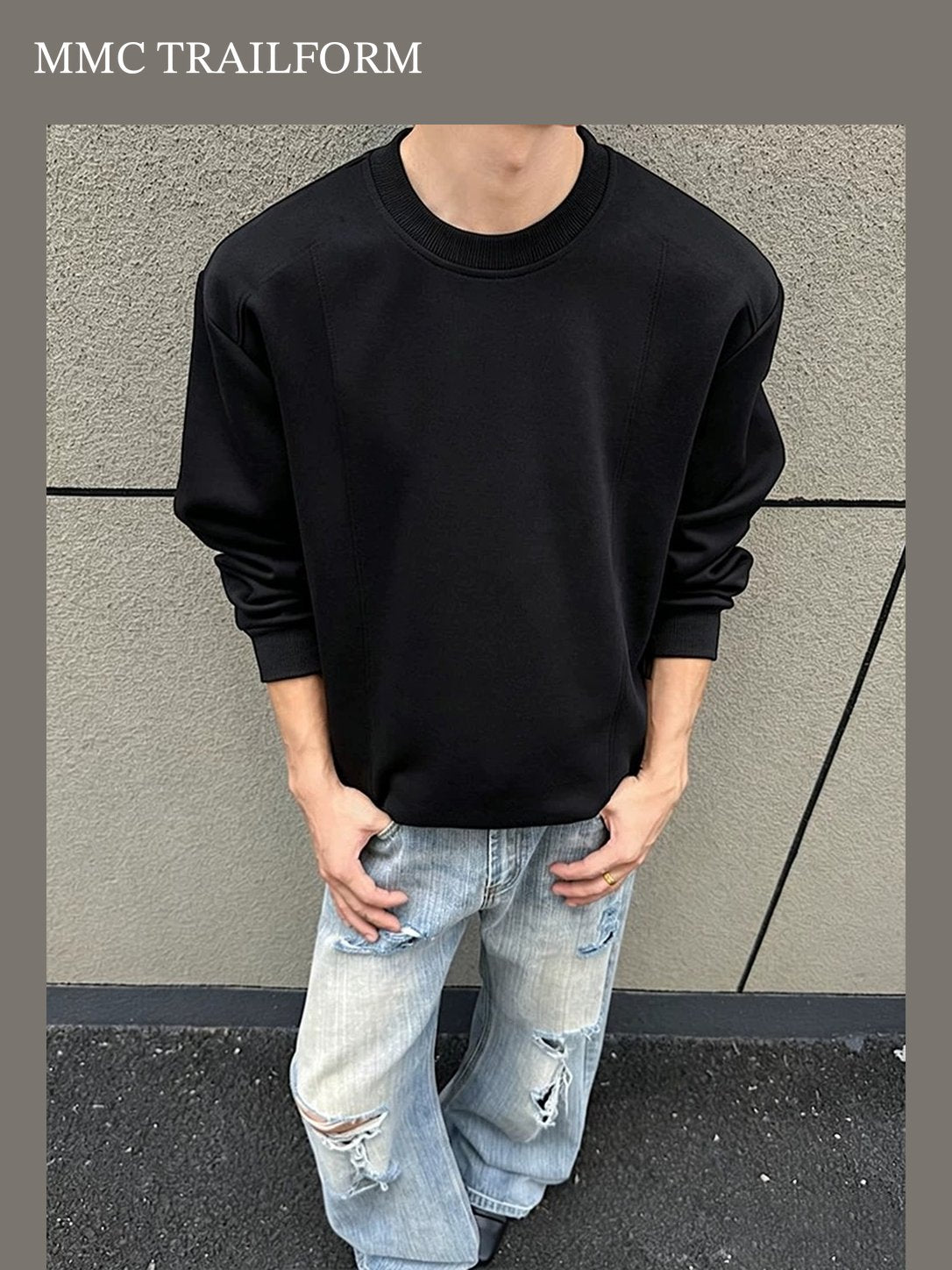 Men's Relaxed Contrast Panel Crewneck Sweatshirt