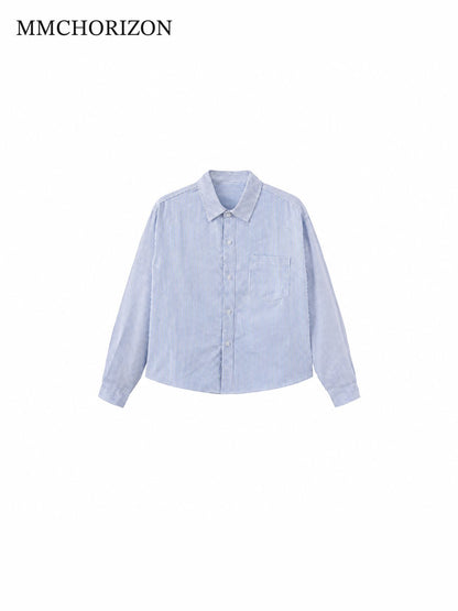 Striped Boxy Shirt – Relaxed Fit Long Sleeve Button-Up