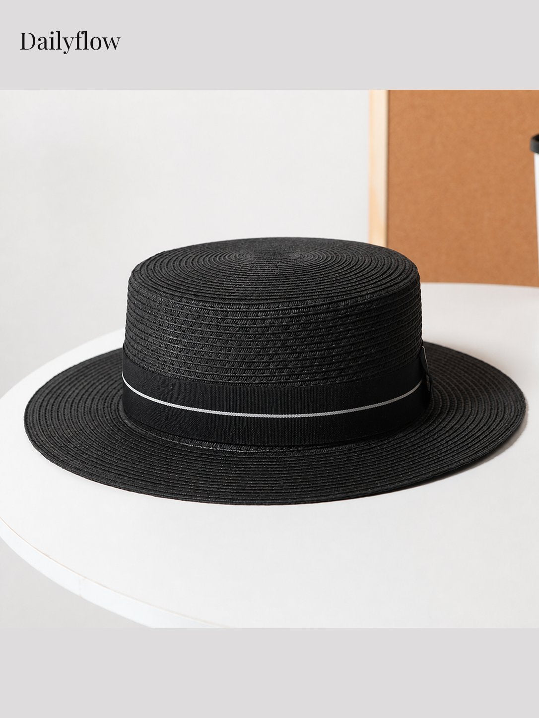Unisex Woven Flat-Top Boater Hat
