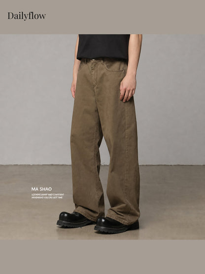 Men's Vintage Washed Relaxed Straight-Leg Jeans