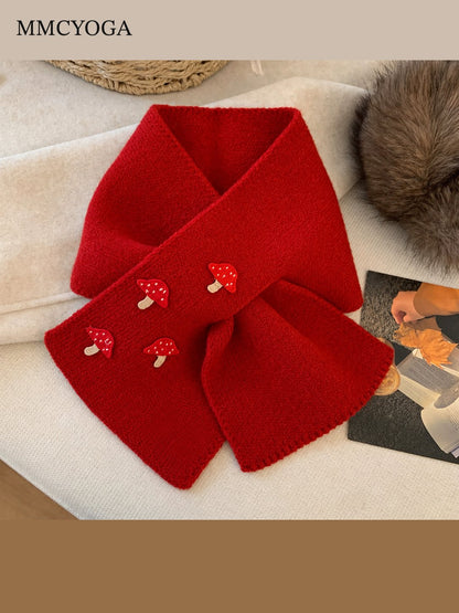 Cute Button-Detail Knit Scarf
