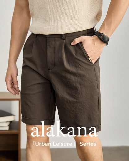 Men's Semi-Elastic Waist Textured Knee-Length Shorts