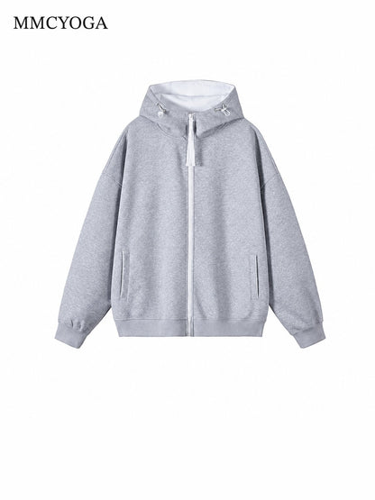Men's Contrast Zip-Up Oversized Hoodie
