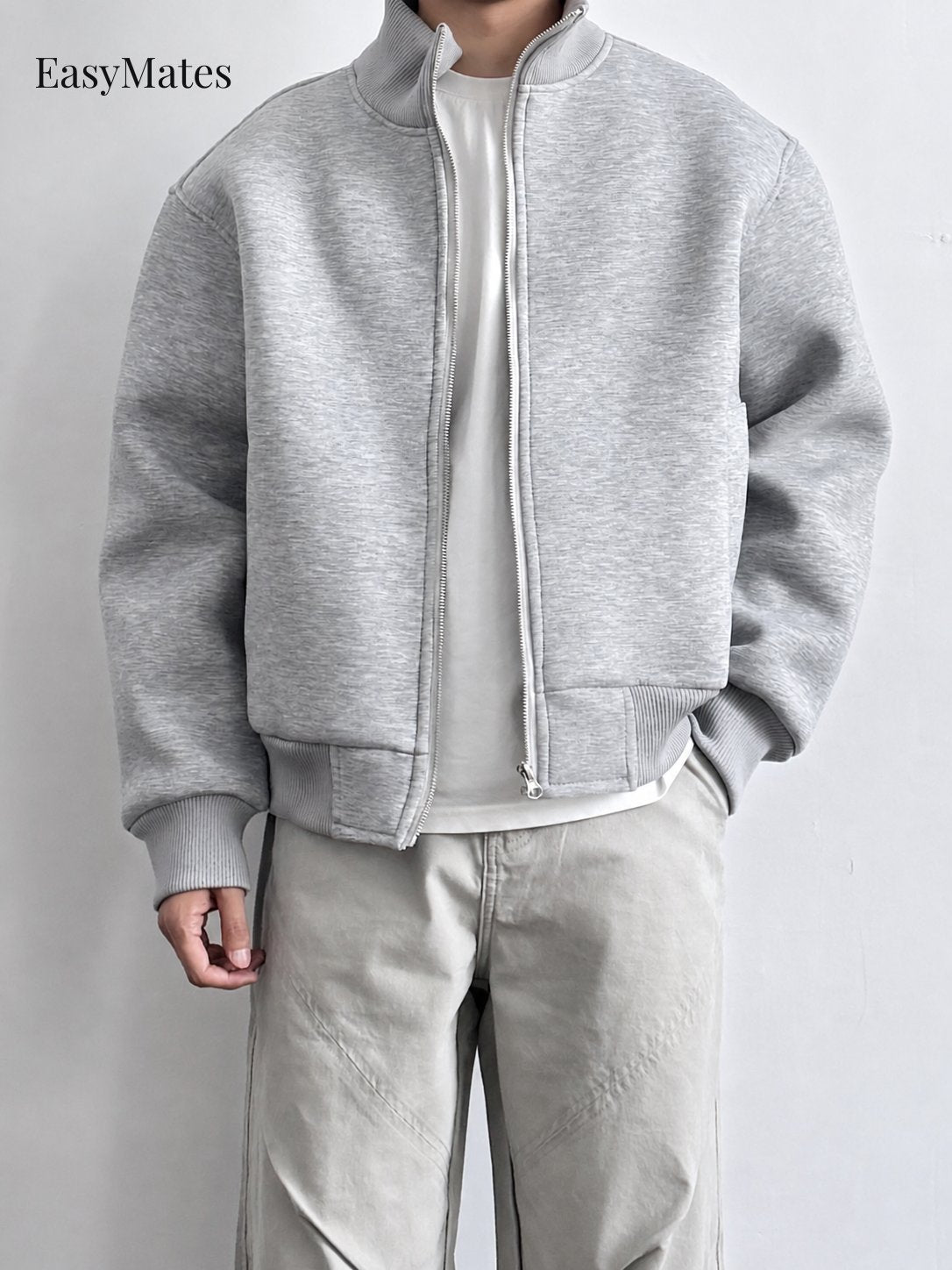 Men's Stand Collar Zip-Up Casual Jacket