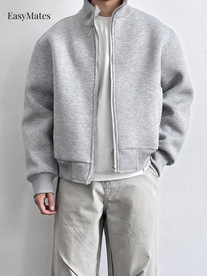 Men's Stand Collar Zip-Up Casual Jacket