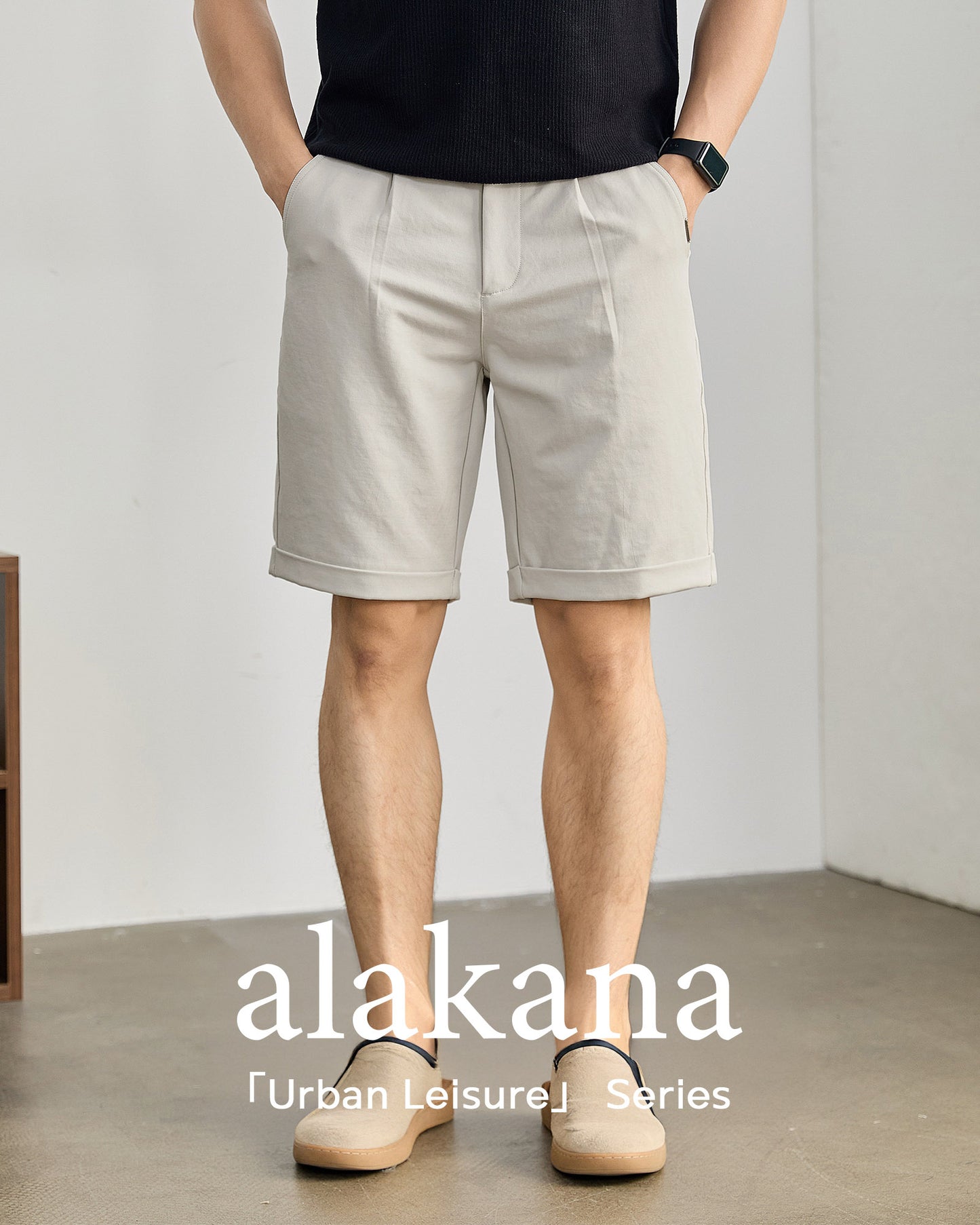 Men's Semi-Elastic Waist Textured Knee-Length Shorts