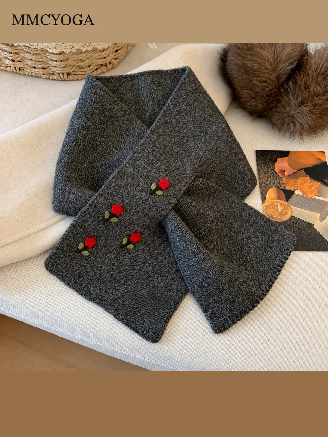Cute Button-Detail Knit Scarf