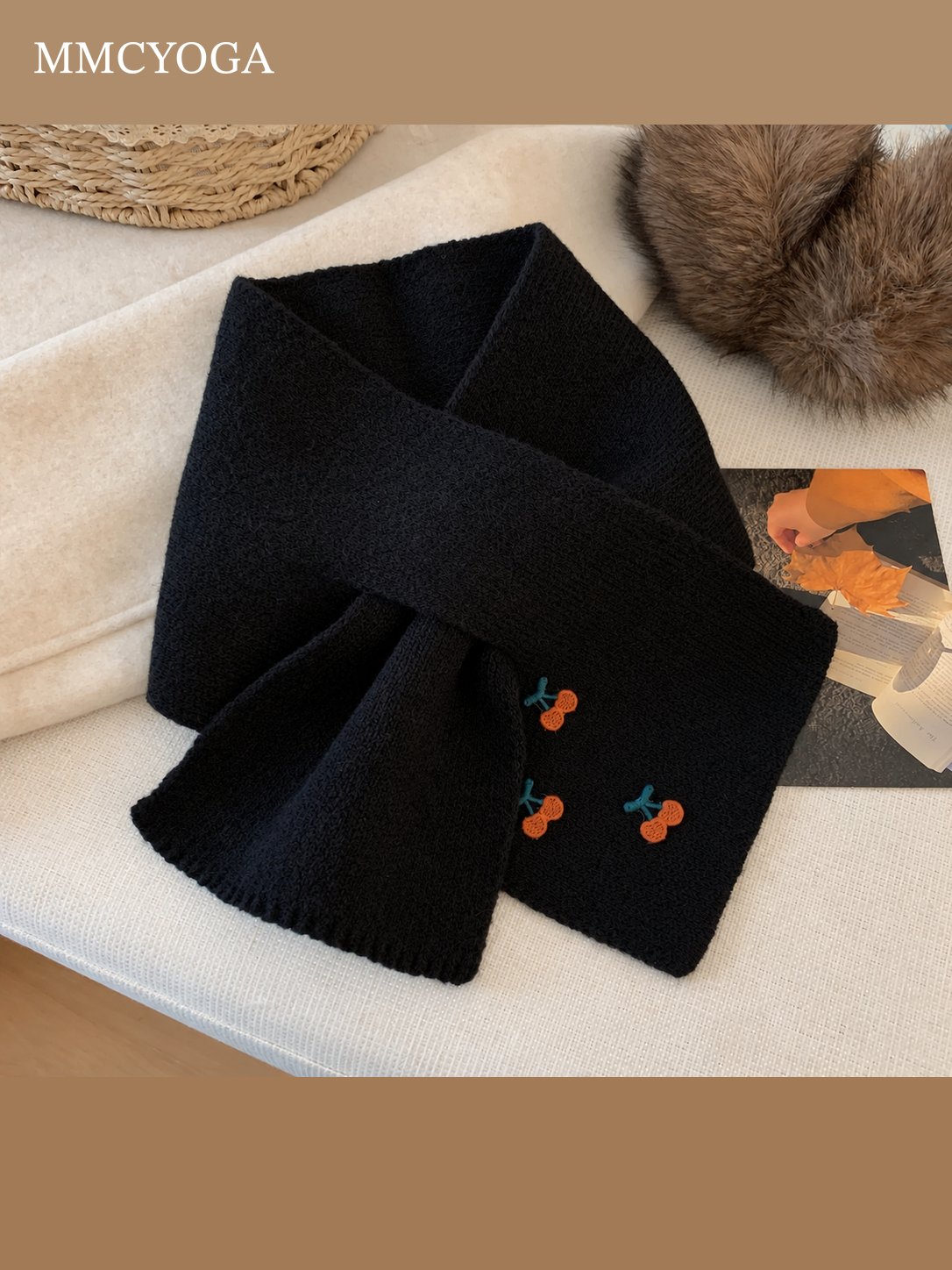 Cute Button-Detail Knit Scarf