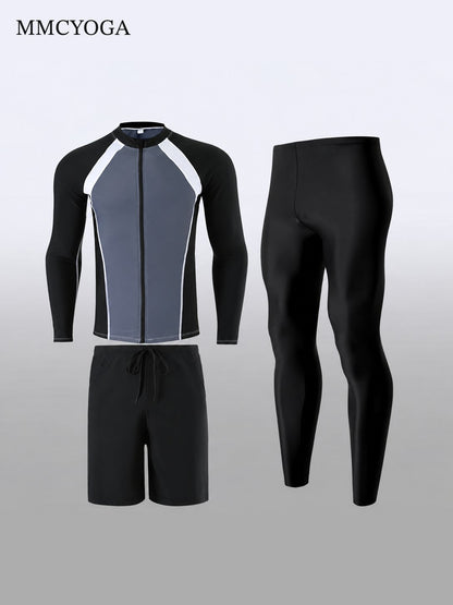 Men's Long Sleeve Rash Guard Swim Set