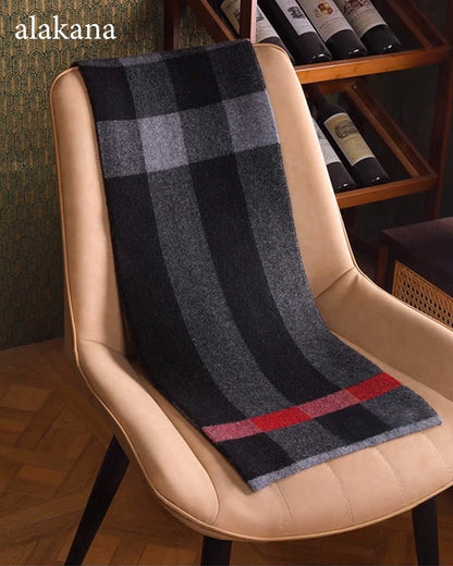 Men's Wool Plaid Scarf – Warm Winter Check Scarf
