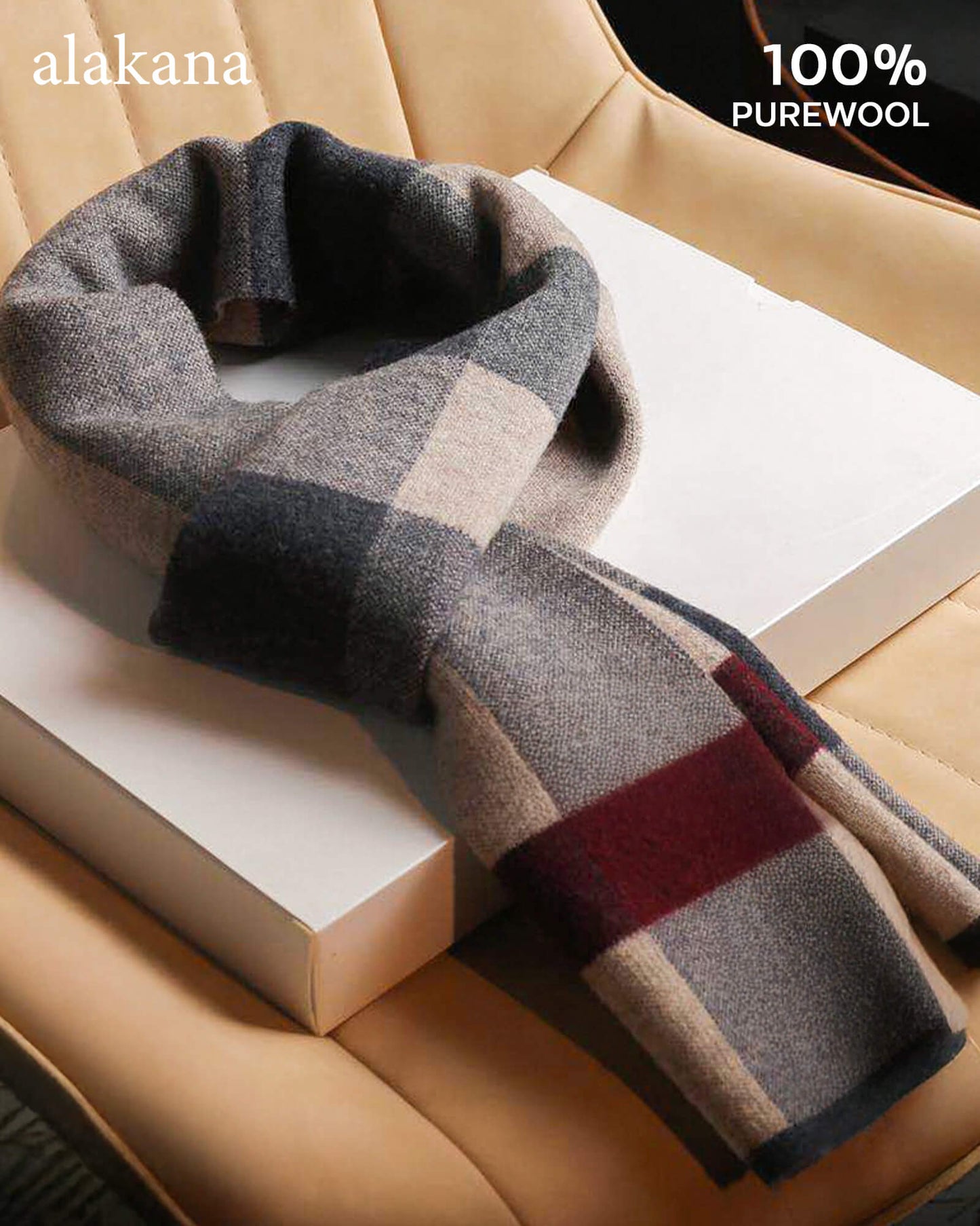 Men's Wool Plaid Scarf – Warm Winter Check Scarf