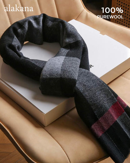 Men's Wool Plaid Scarf – Warm Winter Check Scarf