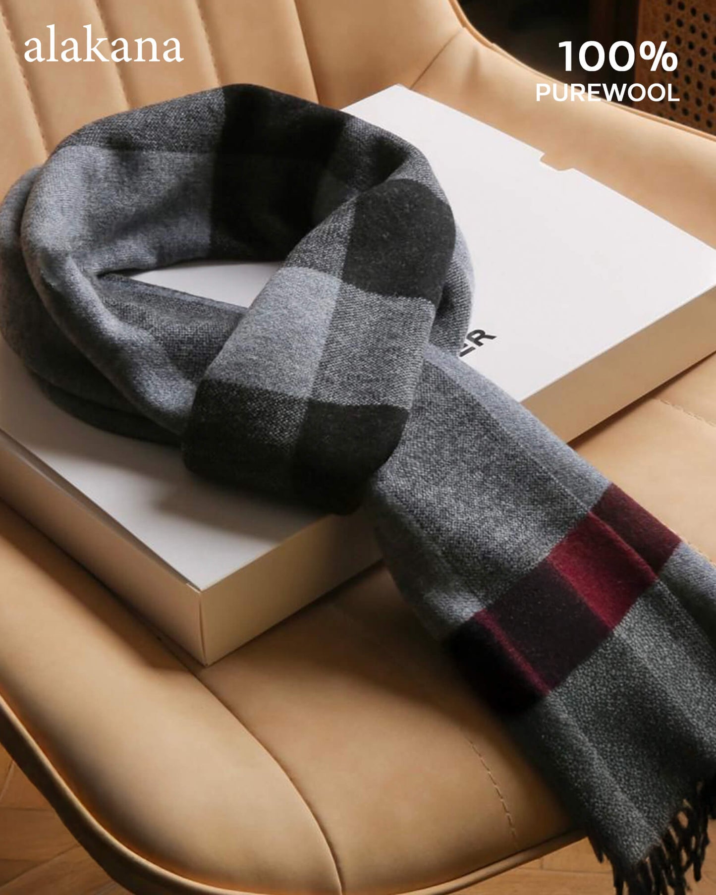 Men's Wool Plaid Scarf – Warm Winter Check Scarf