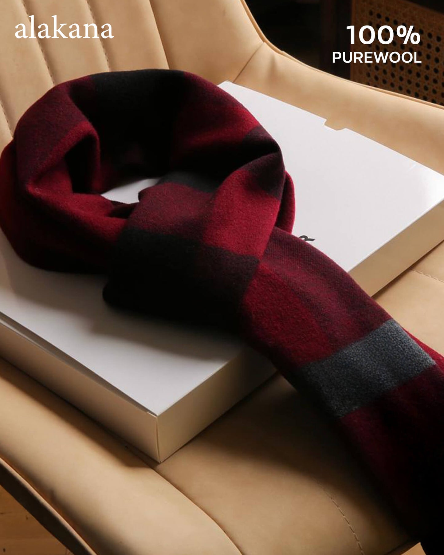 Men's Wool Plaid Scarf – Warm Winter Check Scarf