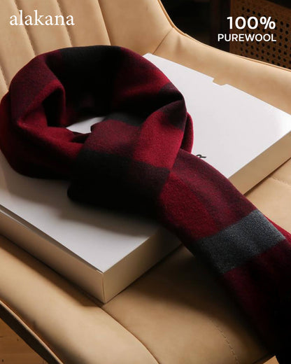 Men's Wool Plaid Scarf – Warm Winter Check Scarf