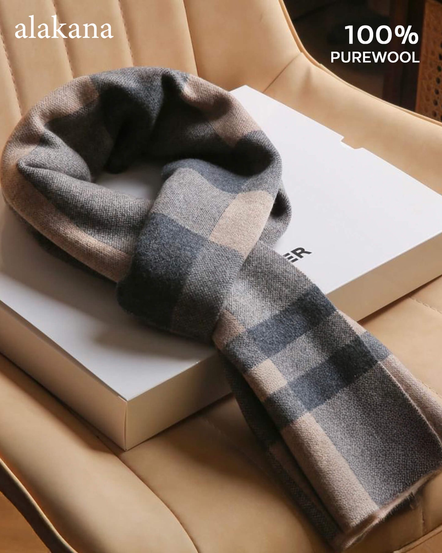 Men's Wool Plaid Scarf – Warm Winter Check Scarf