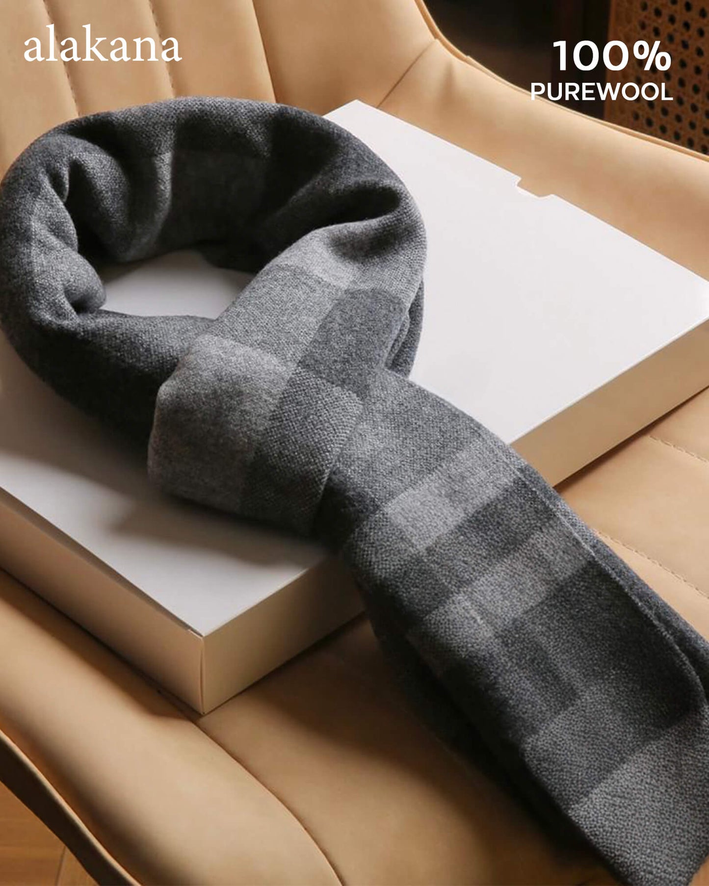 Men's Wool Plaid Scarf – Warm Winter Check Scarf