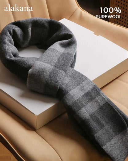Men's Wool Plaid Scarf – Warm Winter Check Scarf