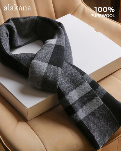 Men's Wool Plaid Scarf – Warm Winter Check Scarf