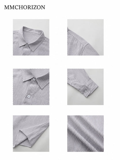 Striped Boxy Shirt – Relaxed Fit Long Sleeve Button-Up