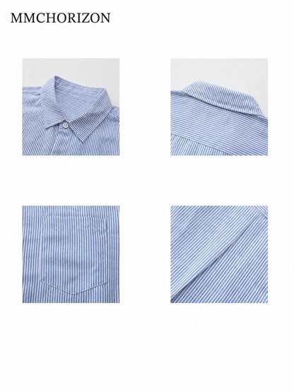 Striped Boxy Shirt – Relaxed Fit Long Sleeve Button-Up