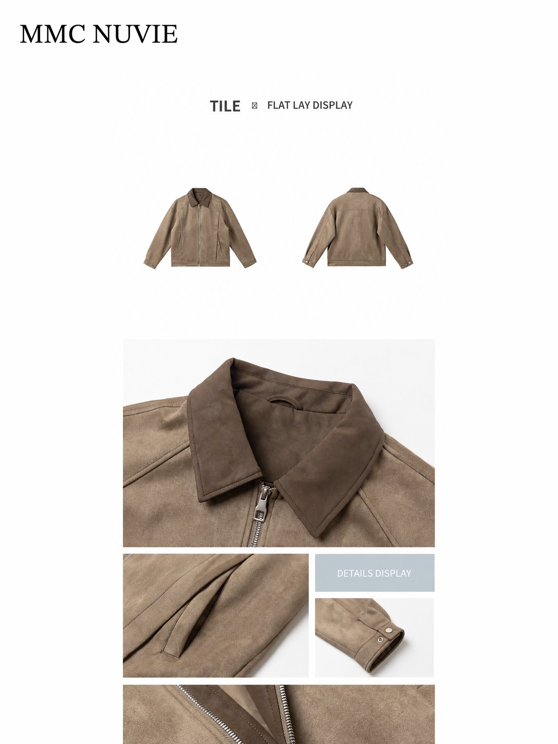 Men's Vintage Contrast Collar Zip-Up Jacket