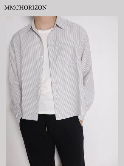 Striped Boxy Shirt – Relaxed Fit Long Sleeve Button-Up