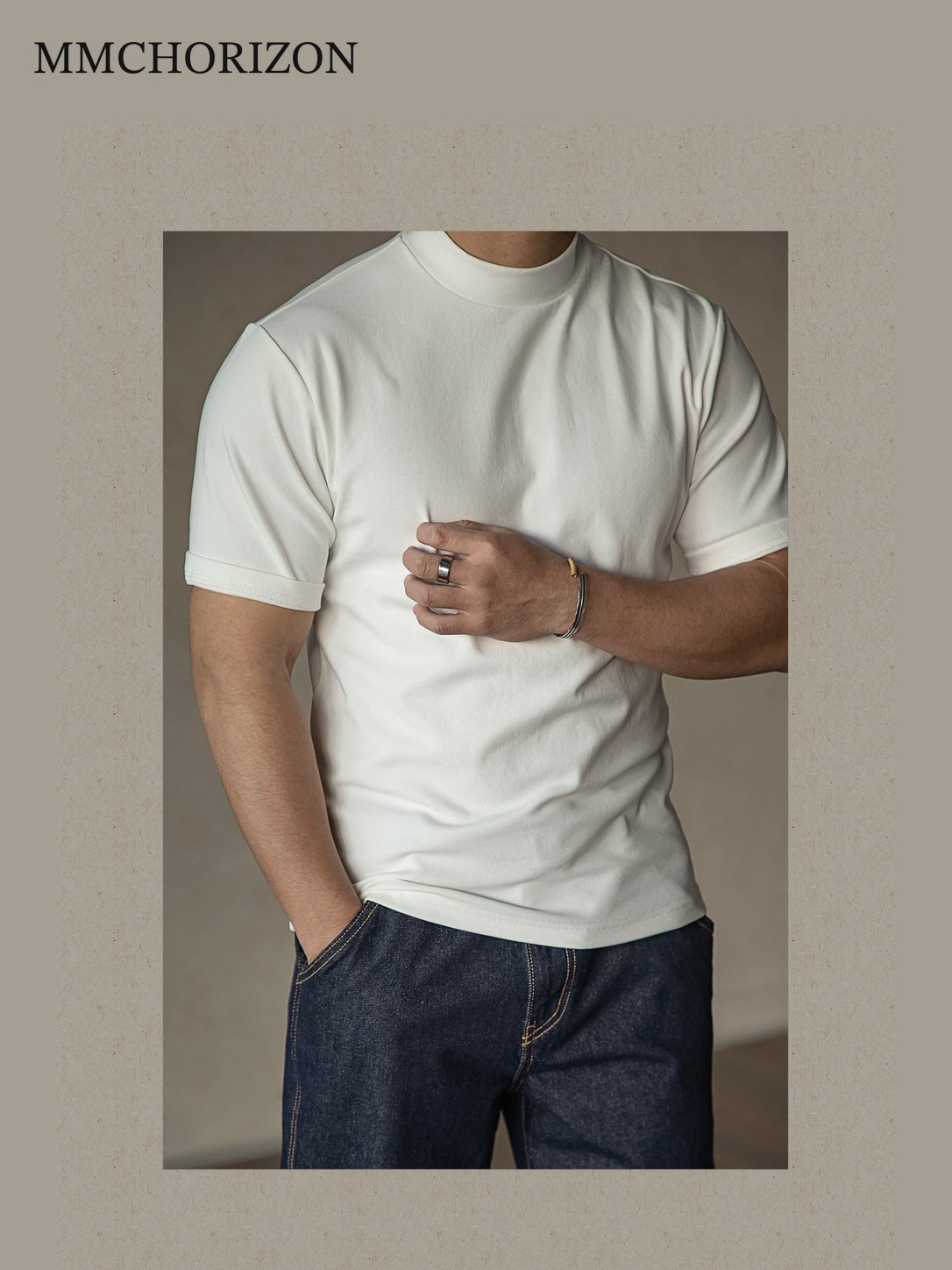 Men's Heavyweight Stretch Mock Neck T-Shirt