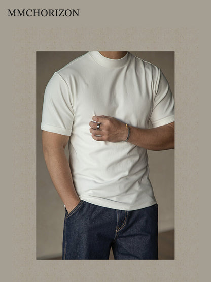 Men's Heavyweight Stretch Mock Neck T-Shirt