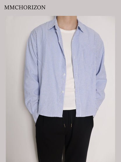 Striped Boxy Shirt – Relaxed Fit Long Sleeve Button-Up