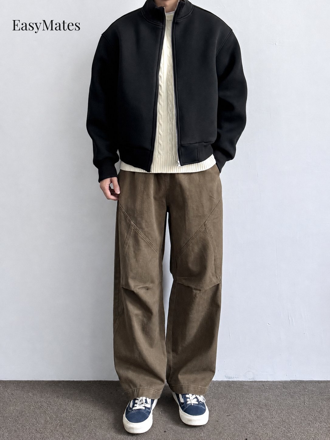 Men's Stand Collar Zip-Up Casual Jacket