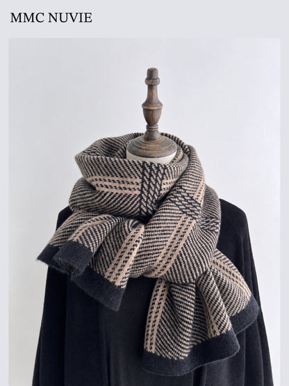 Unisex Vintage Plaid Winter Scarf