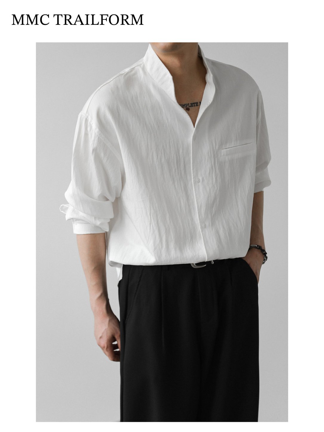 Men's Relaxed Lyocell Stand Collar Shirt
