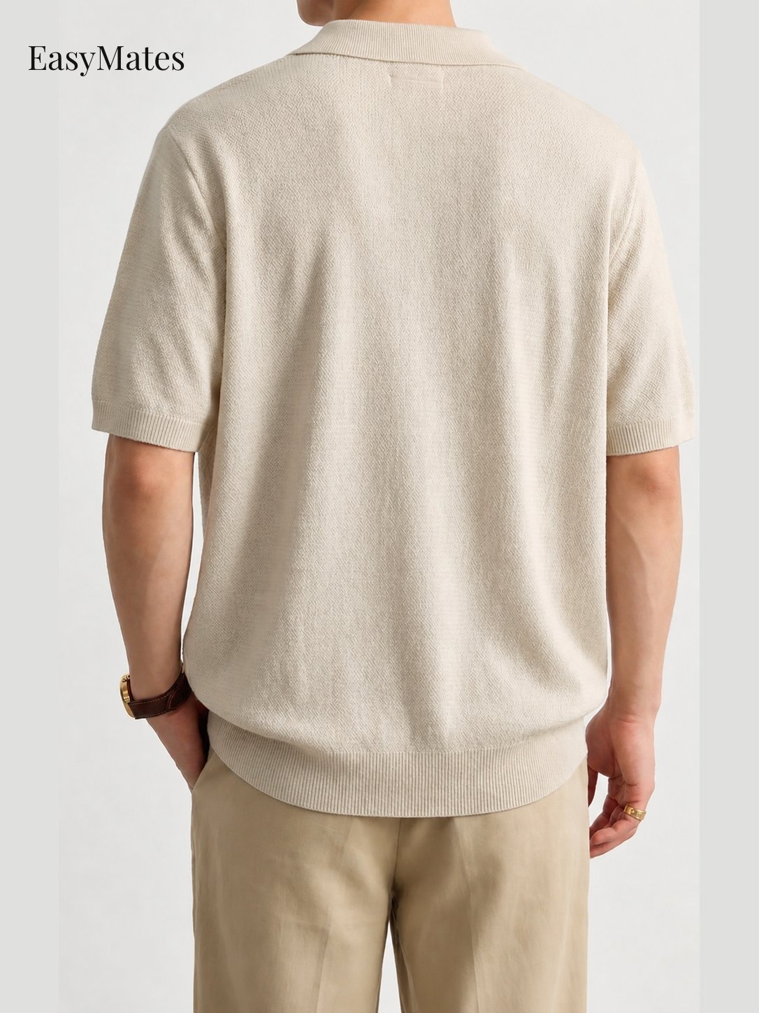 Men's Linen‑Blend Knit Short‑Sleeve Polo Shirt