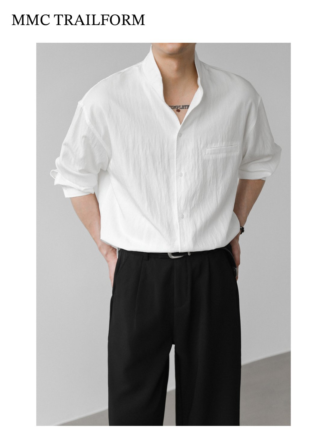 Men's Relaxed Lyocell Stand Collar Shirt