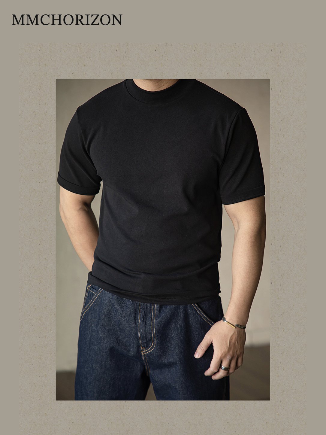 Men's Heavyweight Stretch Mock Neck T-Shirt
