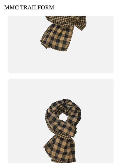 Unisex Vintage Checkered Lightweight Scarf
