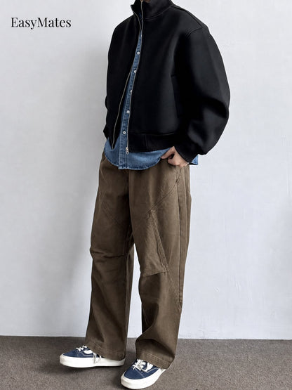 Men's Stand Collar Zip-Up Casual Jacket