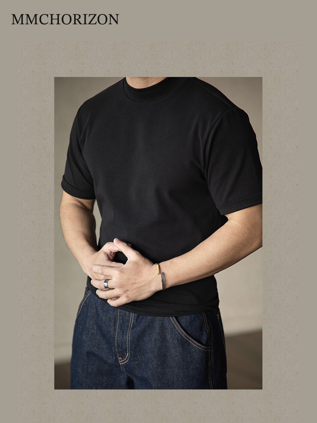 Men's Heavyweight Stretch Mock Neck T-Shirt