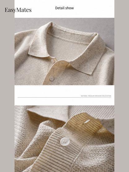Men's Linen‑Blend Knit Short‑Sleeve Polo Shirt