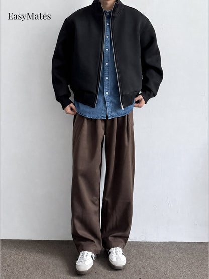 Men's Stand Collar Zip-Up Casual Jacket